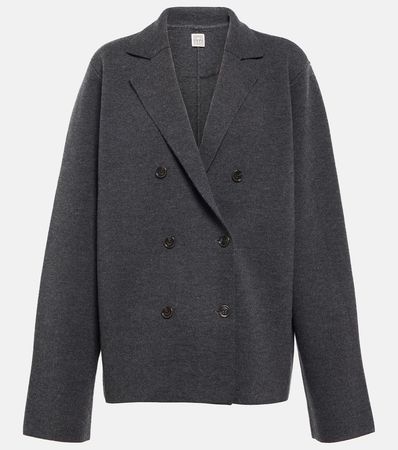Double Breasted Wool Blazer in Grey - Toteme | Mytheresa
