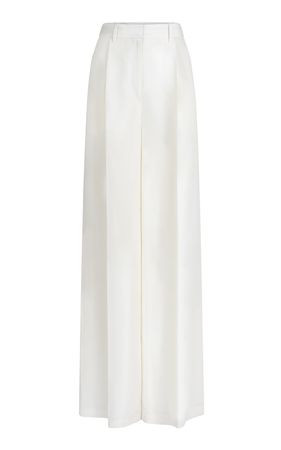 Pleated High-Rise Silk Shantung Wide-Leg Pants By Heirlome | Moda Operandi