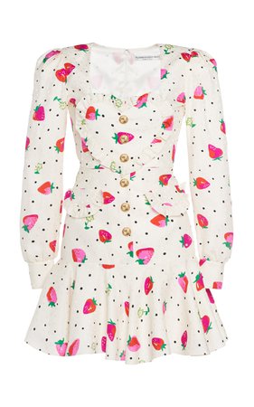 Strawberry-Print Jacquard Silk Mini Dress By Alessandra Rich | Moda Operandi
