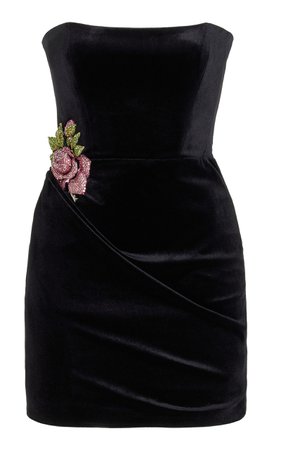 Ines Brooch-Detailed Velvet Mini Dress By New Arrivals | Moda Operandi