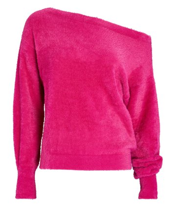 INTERMIX Private Label Elodie Fuzzy One-Shoulder Sweater | INTERMIX®