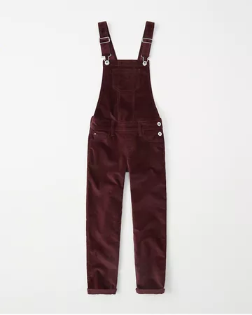 girls velvet burgundy overalls | girls bottoms | Abercrombie.com