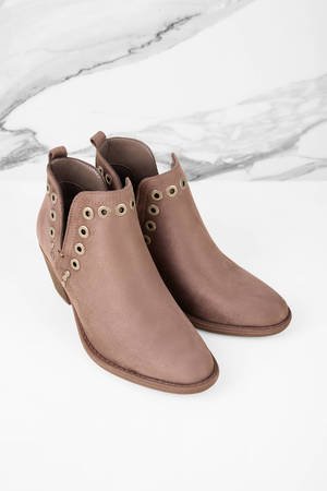 Brooke Taupe Leather Ankle Boots - $37 | Tobi US