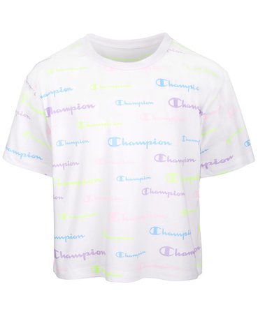 Champion Big Girls Allover Logo Script Boxy T-Shirt & Reviews - Shirts & Tees - Kids - Macy's