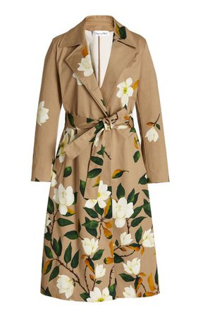 Degrade Magnolia Flower Trench Coat By Oscar De La Renta | Moda Operandi