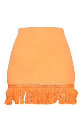 orange fringe skirt