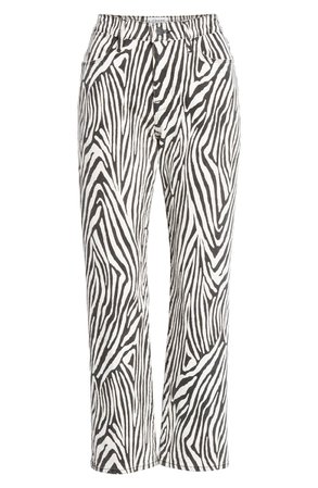 FRAME Le High Straight Zebra Crop Jeans (Noir Multi) | Nordstrom
