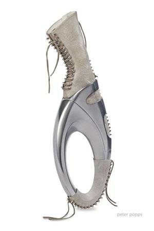 insane futuristic metal loop high heels