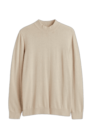 Slim Fit Fine-knit Sweater Sand Beige