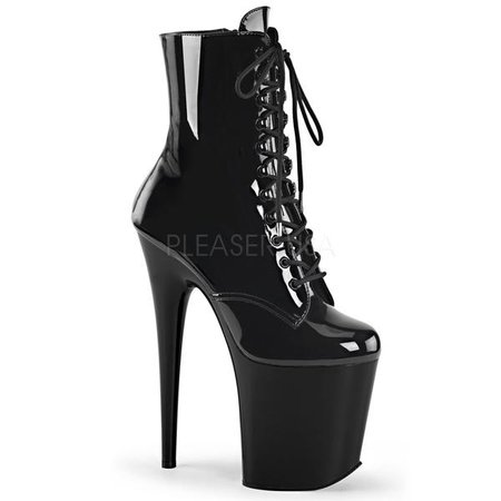 8" Heel Black Ankle Stripper Boots - Pleaser FLAMINGO-1020 | Shoecup.com