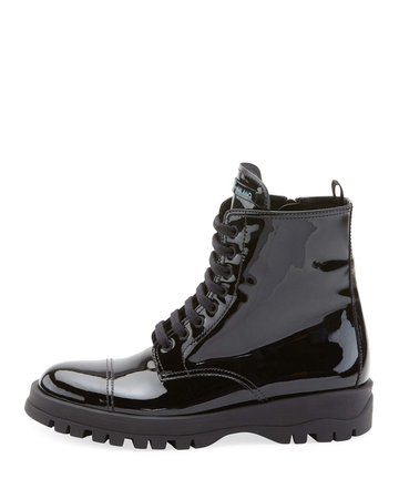 Prada Patent Leather Lace-Up Boots