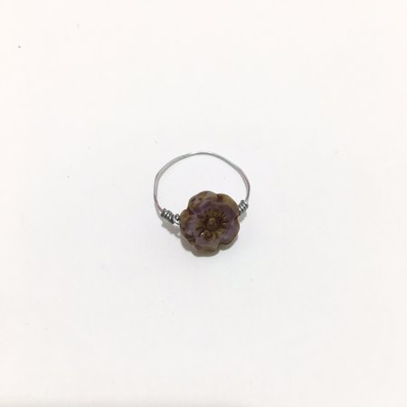 flower stone silver wire ring