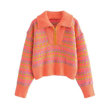 Queen's Den - Half-Zip Striped Sweater | YesStyle