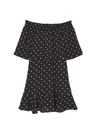 MANGO Off-shoulder polka-dot dress