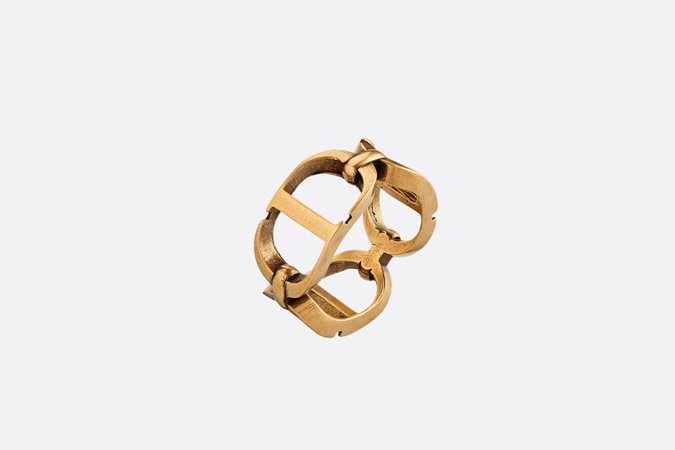 Dior, 30 MONTAIGNE CHAIN LINK RING Antique Gold-Finish Metal