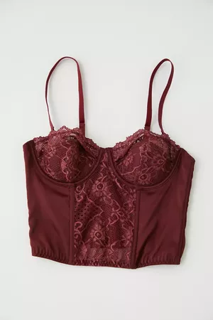 UO Ava Lace Cropped Corset Top | Urban Outfitters