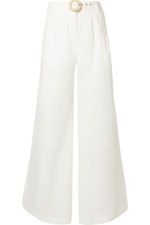 Zimmermann | Honour belted linen wide-leg pants | NET-A-PORTER.COM