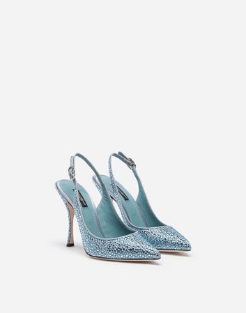 Women's Pumps | Dolce&Gabbana - Sling backs in satin and crystal