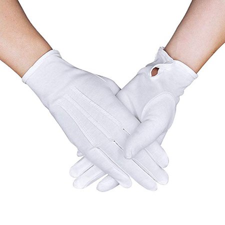 Amazon.com: Parade Gloves White Cotton Formal Tuxedo Costume Honor Guard Gloves with Snap Cuff, Coin Jewelry Silver Inspection Gloves 1 Pair: Clothing
