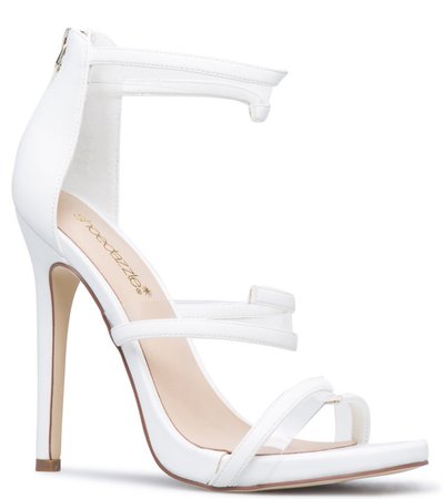 white heeled sandals