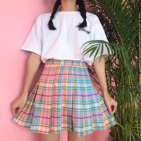 Kawaii Harajuku Ombre Plaid Skirt