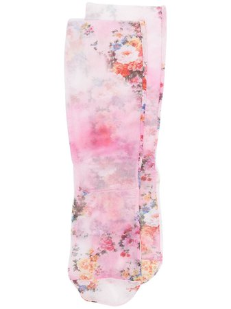 MSGM floral print mesh socks pink 3041MDS04217155 - Farfetch