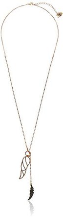 Betsey Johnson "Angels & Wings" Crystal Feather Long Lariat Necklace, 33" + 3" Extender: Jewelry