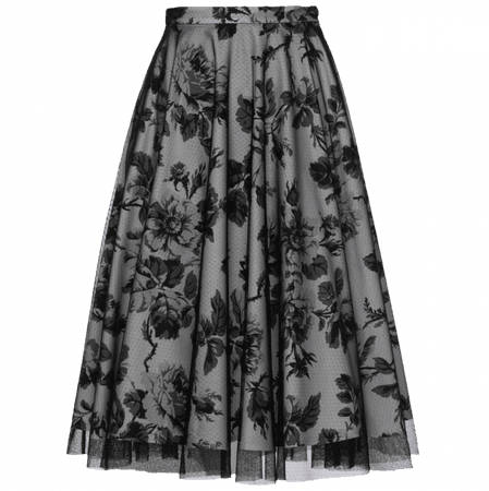 Flared “Half Moon” skirt with floral print and black tulle - Lena Hoschek