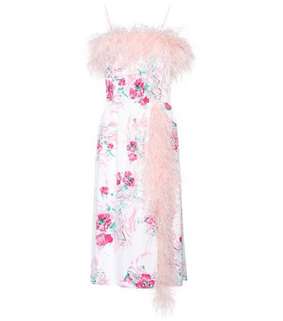 Exclusive to mytheresa.com – feather-trimmed crêpe de chine dress