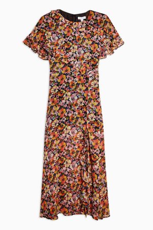 Ruffle Pansy Floral Print Midi Dress | Topshop