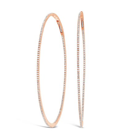 London Collection 14k Rose Gold Diamond 2.5" In And Out Hoop Earrings