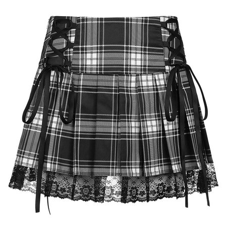 Sweetown Lace Up Goth Y2K Woman Skirts Pink Stripe Plaid Lace Trim Pleated Skirt Punk Dark Academia Aesthetic E Girl Clothes|Skirts| - AliExpress