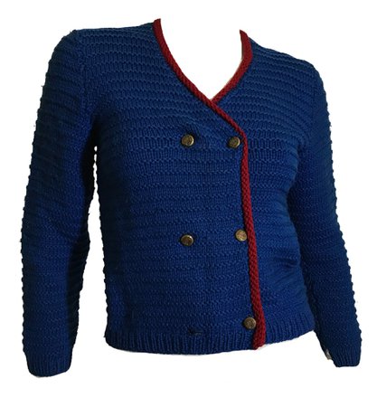Blue and Red Wool Junior Size Cardigan Sweater circa 1960s – Dorothea's Closet Vintage