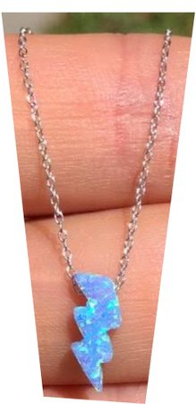 Opal Blue Lightning Bolt Necklace