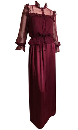 Wineberry Nylon Jersey Disco Meets Victorian Maxi Dress and Blouse cir – Dorothea's Closet Vintage