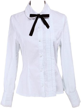White Shirt with Black Bow