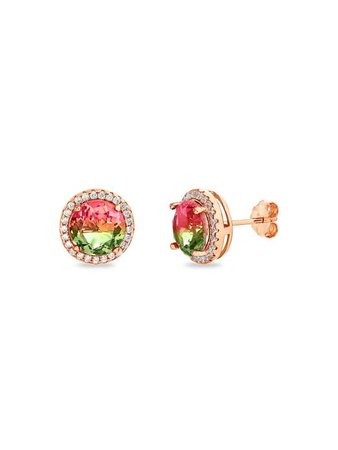 Watermelon CZ Round Stud Earrings — CoEdition