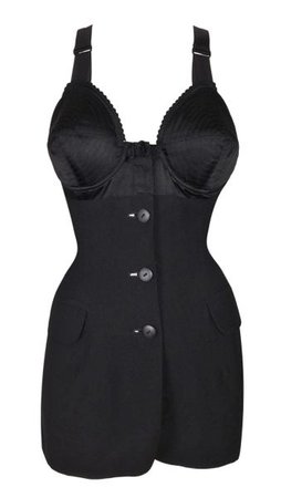 Vintage 1987 Jean Paul Gaultier Black Cone Bra Tunic Mini Dress | My Haute Wardrobe