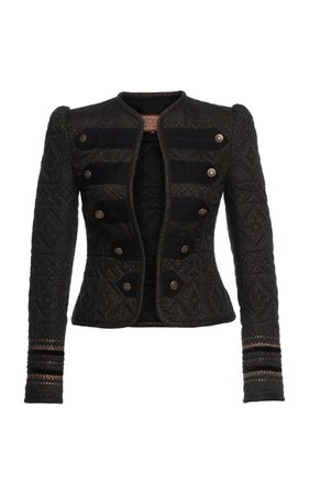 Folklore Ribbon-Detailed Cotton Jacquard Military Jacket by Lena Hoschek | Moda Operandi
