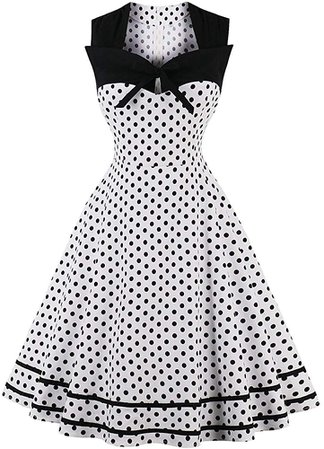 Amazon.com: Killreal Women's Sleeveless Vintage Cocktail Party Polka Dot Swing Dress Black/White Medium: Clothing