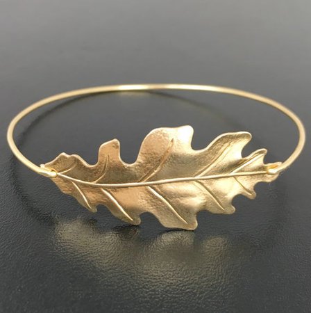 Oak Leaf Bracelet Gold Plated Leaf Bangle for Women Nature | Etsy