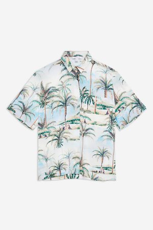 Hawaiian Print Bowler Shirt - Topshop USA