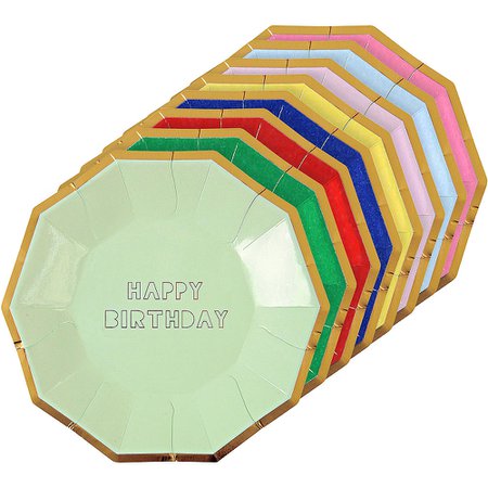 Assorted Color Metallic Happy Birthday Dessert Plates 8ct | Party City Canada