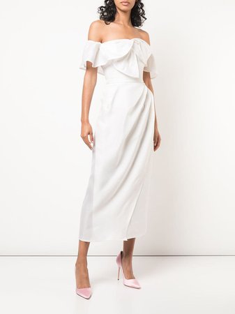 Carolina Herrera Off Shoulder Silk Gazar Dress | Farfetch.com
