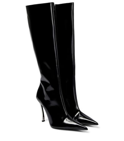 Versace - Pin-Point leather knee-high boots | Mytheresa
