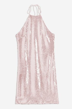 Sequin Halter Neck Mini Dress | Topshop Pink