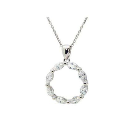 Necklaces | Shop Women's White Sterling Silver Zircon Necklace Ring Pendant Jewelry Set at Fashiontage | 521150