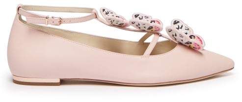 Riva Butterfly Applique Leather Flats - Womens - Pink