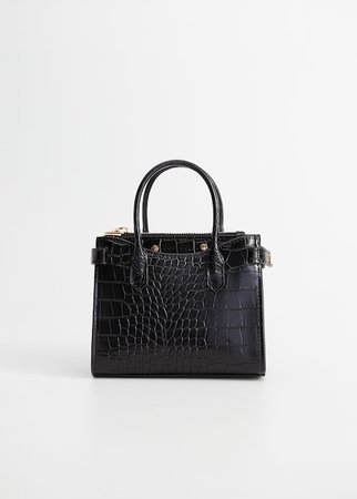 Croc-effect mini bag - Women | Mango USA black