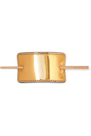 Balmain Paris Hair Couture | Gold-tone and metallic leather hairclip | NET-A-PORTER.COM